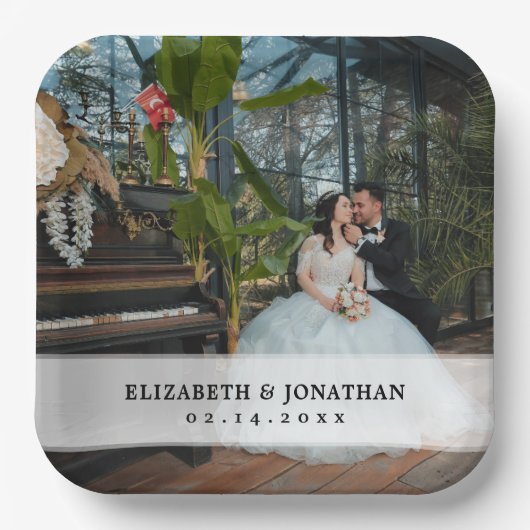 Moderne minimalistische bride en bruidefoto's papieren bordje (Voorkant)