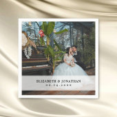 Moderne minimalistische bride en bruidefoto's servet