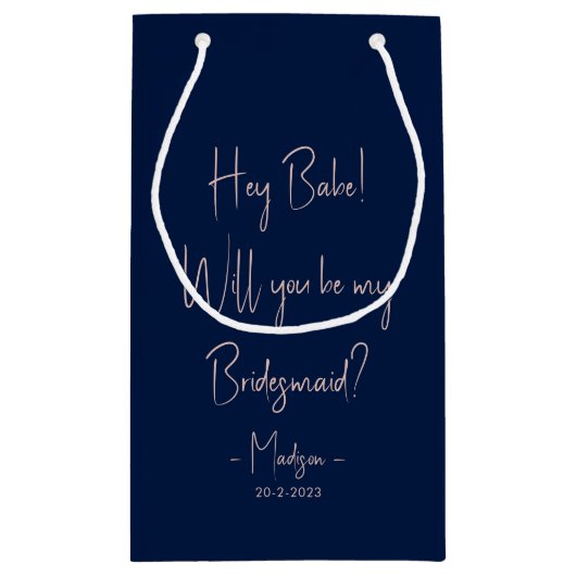 Moderne, minimalistische bridesmaid-ontwerpaanval klein cadeauzakje (Achterkant)