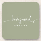 Moderne minimalistische bridesmaid Script Sage Gre Bier Onderzetter (Voorkant)