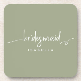 Moderne minimalistische bridesmaid Script Sage Gre Bier Onderzetter