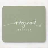 Moderne minimalistische bridesmaid Script Sage Gre Muismat (Voorkant)