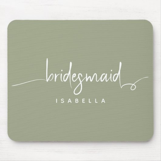 Moderne minimalistische bridesmaid Script Sage Gre Muismat (Voorkant)