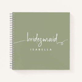 Moderne minimalistische bridesmaid Script Sage Gre Notitieboek