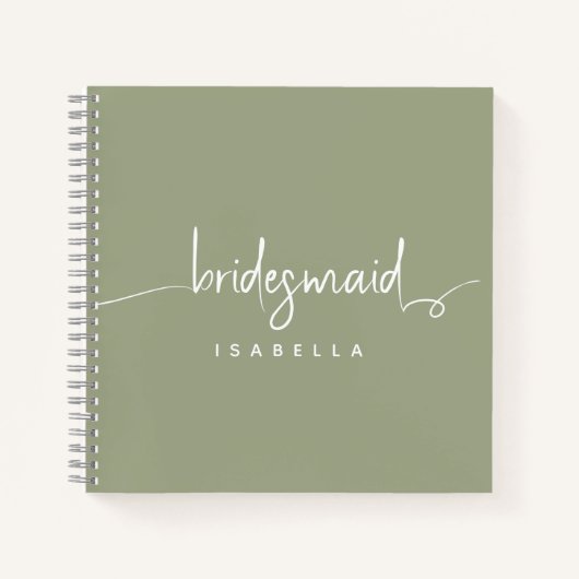 Moderne minimalistische bridesmaid Script Sage Gre Notitieboek (Voorkant)