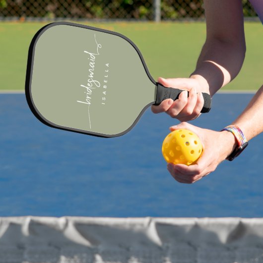 Moderne minimalistische bridesmaid Script Sage Gre Pickleball Paddle (Insitu)