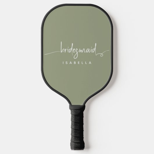Moderne minimalistische bridesmaid Script Sage Gre Pickleball Paddle (Voorkant)