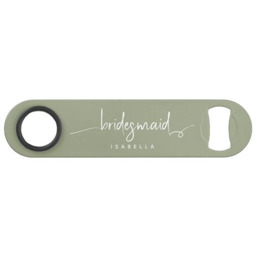 Moderne minimalistische bridesmaid Script Sage Gre Speed Flessenopener (Voorkant (Horizontaal))