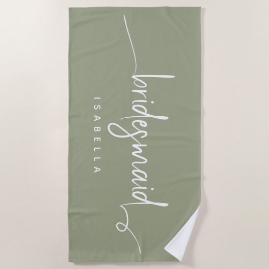 Moderne minimalistische bridesmaid Script Sage Gre Strandlaken (Voorkant)