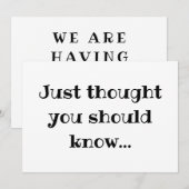 Moderne Minimalistische briefkaart voor zwangersch (Voorkant / Achterkant)