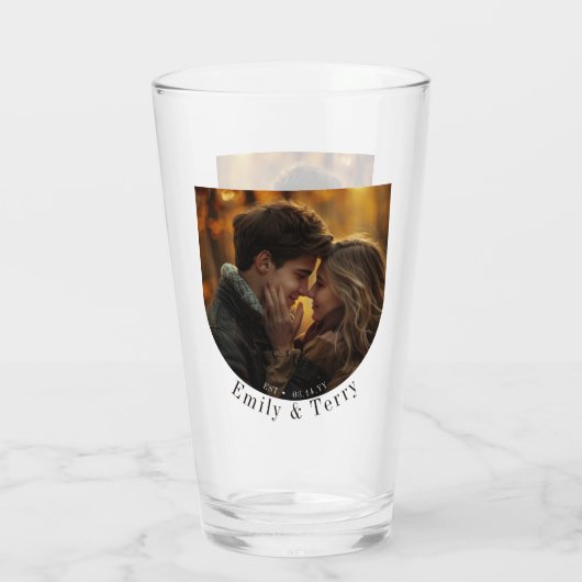 Moderne minimalistische bruid en bruidegom bruilof glas (Achterkant)