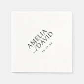 Moderne minimalistische bruid en bruidegom namen servet (Voorkant)