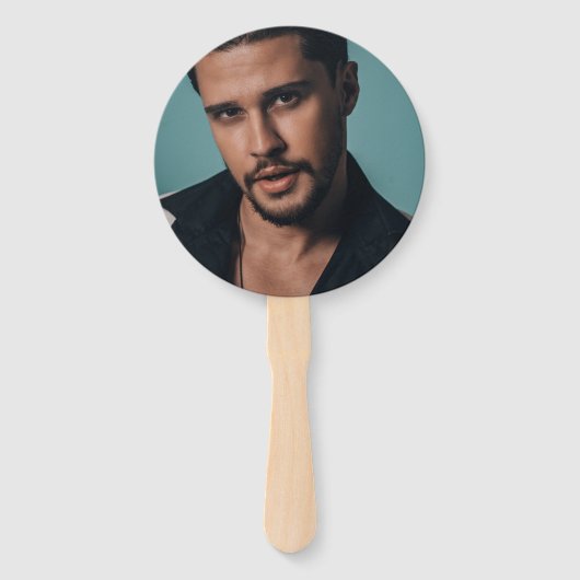 Moderne minimalistische bruid en bruidegom spel handwaaier (Achterkant)