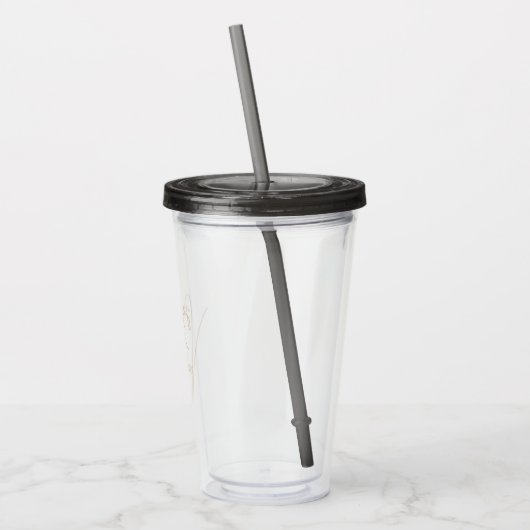 Moderne minimalistische bruid | Zwart + Beige Scri Acryl Drinkbeker (Links)