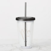 Moderne minimalistische bruid | Zwart + Beige Scri Acryl Drinkbeker (Voorkant)