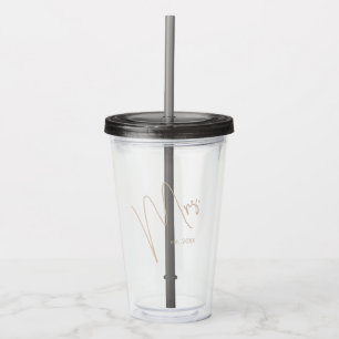 Moderne minimalistische bruid   Zwart + Beige Scri Acryl Drinkbeker