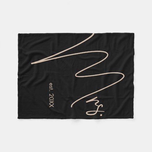 Moderne minimalistische bruid | Zwart + Beige Scri Fleece Deken (Voorkant (Horizontaal))