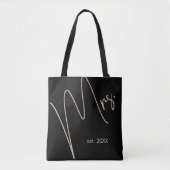 Moderne minimalistische bruid | Zwart + Beige Scri Tote Bag (Voorkant)