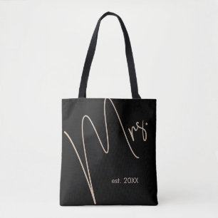 Moderne Minimalistische Bruid Zwarte + Beige Sch Tote Bag