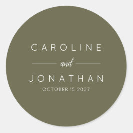 Moderne minimalistische bruidsbruidjes ronde sticker