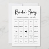 Moderne Minimalistische Bruidsfeest Bingo Spelkaar Kaart (Voorkant)