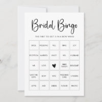 Moderne Minimalistische Bruidsfeest Bingo Spelkaar