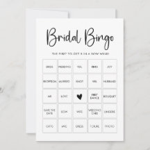 Moderne Minimalistische Bruidsfeest Bingo Spelkaar