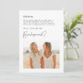 Moderne minimalistische bruidsmeisje foto bericht  kaart (Staand voorkant)