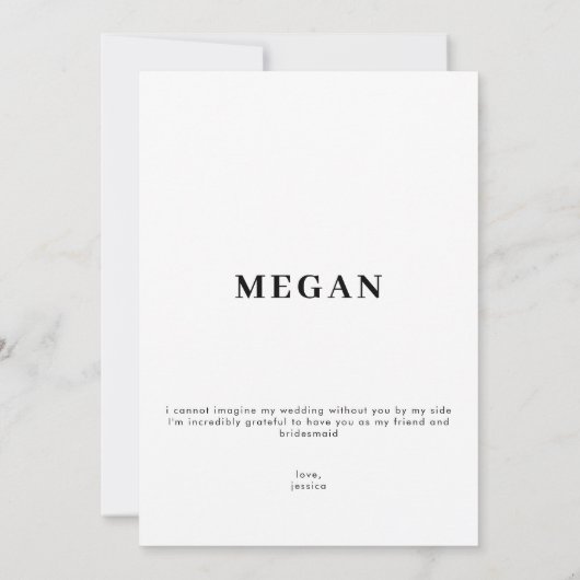 Moderne minimalistische bruidsmeisje info Kaart (Achterkant)