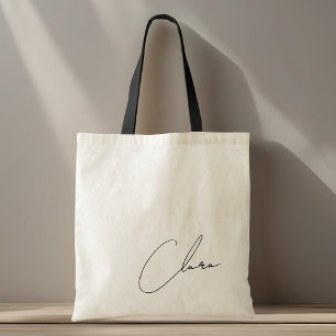 Moderne minimalistische bruidsmeisje naam tote bag