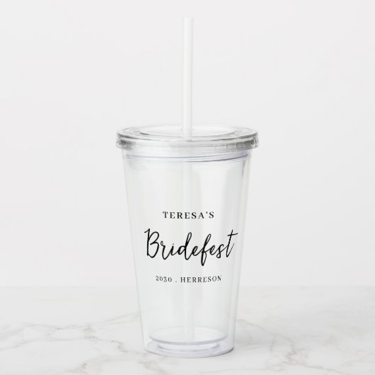 Moderne Minimalistische Bruidsmeisje Script Ontwer Acryl Drinkbeker (Voorkant)