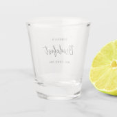Moderne Minimalistische Bruidsmeisje Script Ontwer Shot Glas (Achterkant)