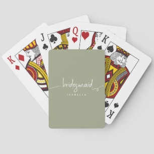 Moderne Minimalistische Bruidsmeisje Script Salieg Pokerkaarten