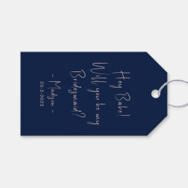 Moderne minimalistische bruidsmeisje-voorsteltekst cadeaulabel