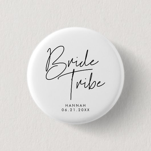Moderne minimalistische bruidsstam ronde button 3,2 cm (Voorkant)