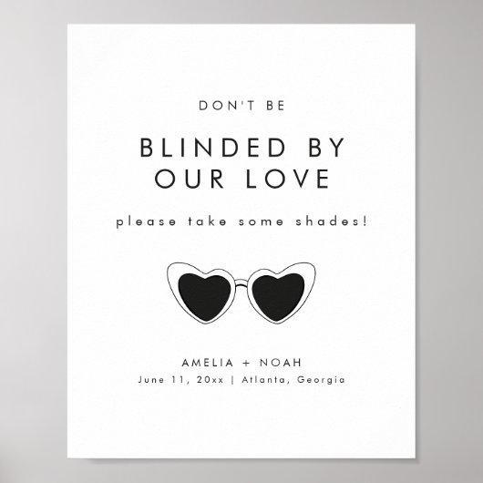 Moderne minimalistische bruidszonnebril voor voetz poster (Voorkant)