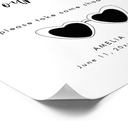 Moderne minimalistische bruidszonnebril voor voetz poster (Hoek)