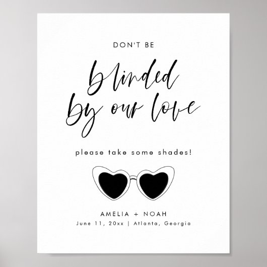 Moderne minimalistische bruidszonnebril voor voetz poster (Voorkant)