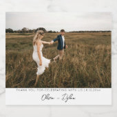 Moderne minimalistische bruiloft aangepaste foto sparkling wijnetiket (Enkel label)