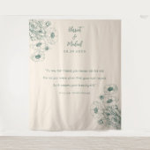 Moderne minimalistische bruiloft achtergrond Flora Wandkleed (Voorkant)