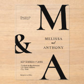 Moderne minimalistische bruiloft acryl uitnodigingen (Voorkant)