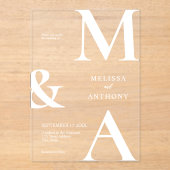 Moderne minimalistische bruiloft acryl uitnodigingen (Voorkant)