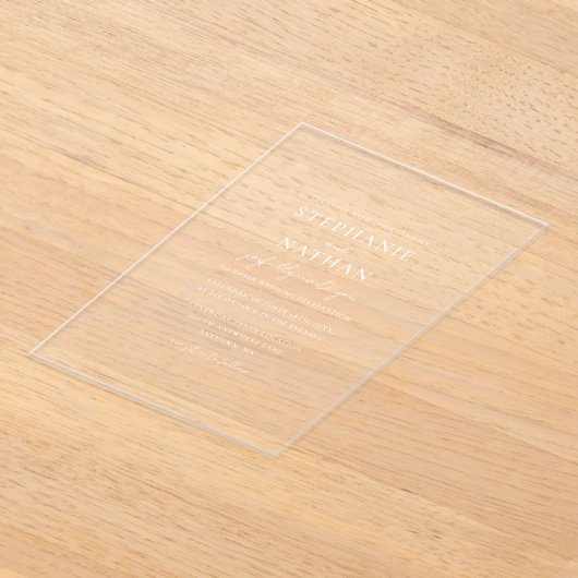 Moderne minimalistische bruiloft acryl uitnodigingen (Laagn)