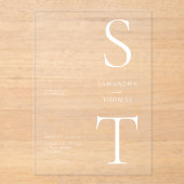 Moderne minimalistische bruiloft acryl uitnodigingen (Voorkant)