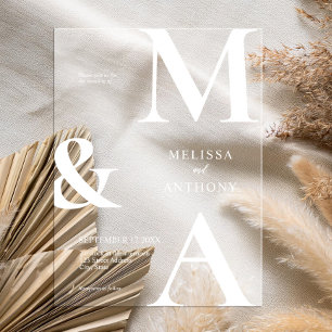 Moderne minimalistische bruiloft acryl uitnodigingen