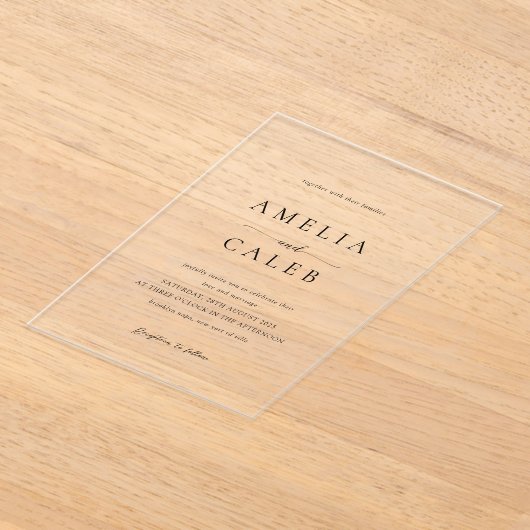 Moderne minimalistische bruiloft acryl uitnodigingen (Laagn)