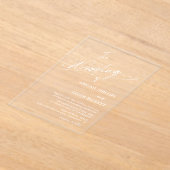 Moderne minimalistische bruiloft acryl uitnodigingen (Laagn)