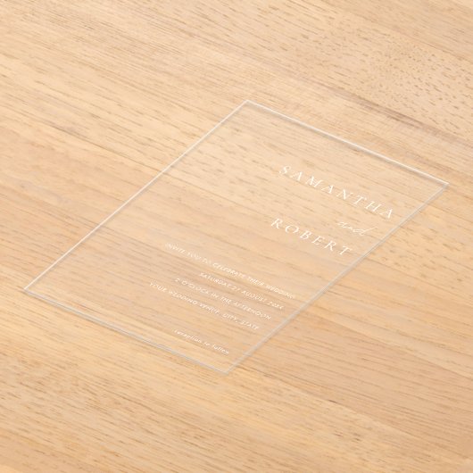 Moderne minimalistische bruiloft acryl uitnodigingen (Laagn)