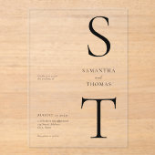 Moderne minimalistische bruiloft acryl uitnodigingen (Voorkant)