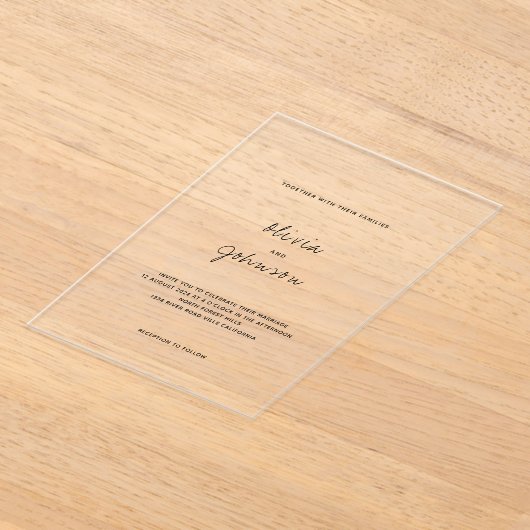 Moderne minimalistische bruiloft acryl uitnodigingen (Laagn)